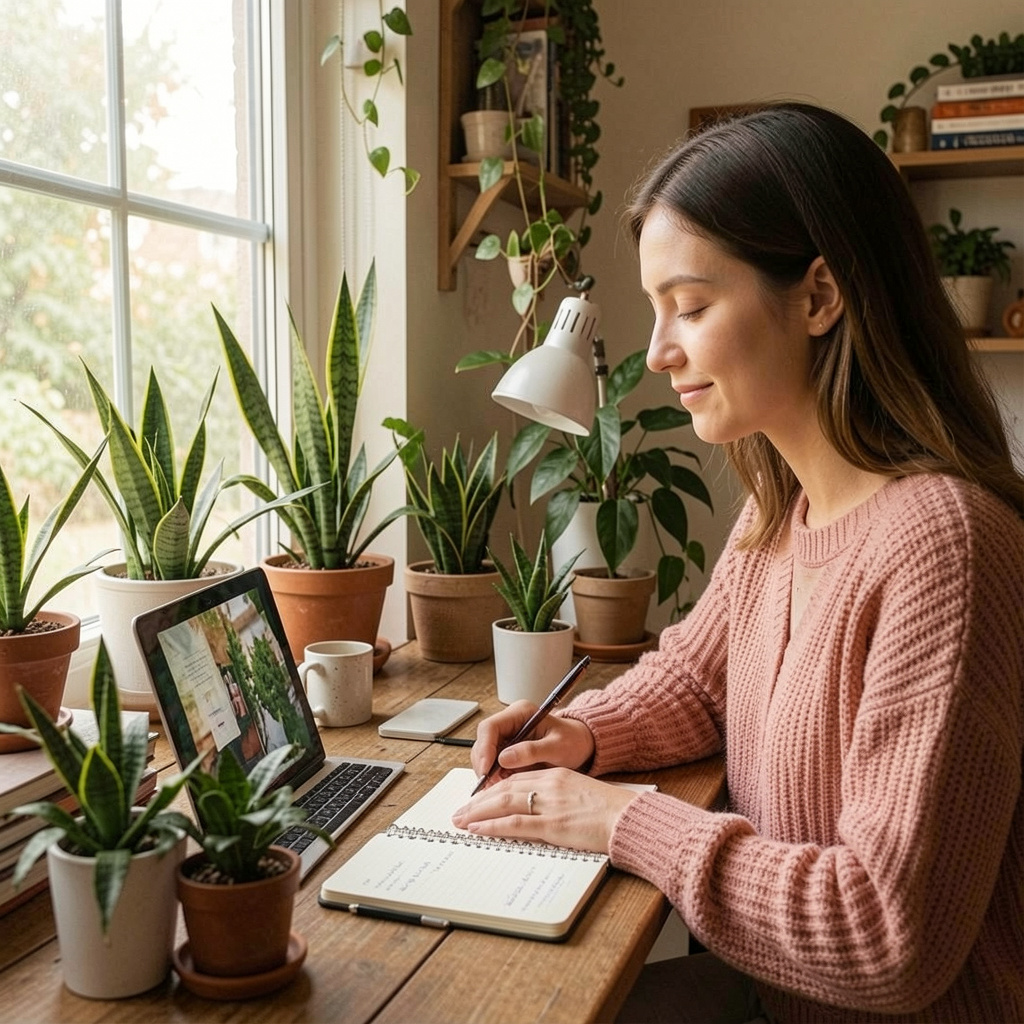 Person achieving work-life balance in peaceful environment
